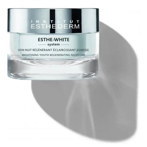 Institut Esthederm Esthe White Brightening Youth Regenerating Night Care in 50ml jar, featuring smooth, white cream for skin brightening.