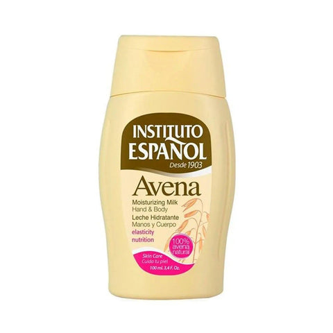 Jar of Instituto Español Avena Leche Hidratante moisturizer from Jag Couture London, 100ml, with creamy texture visible.