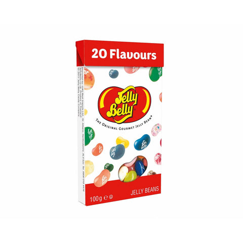 Jelly Belly 20 assorted flavors jelly beans in a window box, branded by Jag Couture London New York, colorful and inviting.