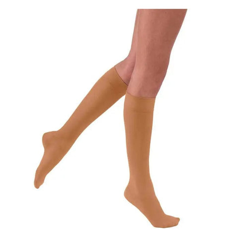 Jag Couture London New York Jobst Soft Sock in brown, size S, comfortable knit sock with subtle texture and soft finish.