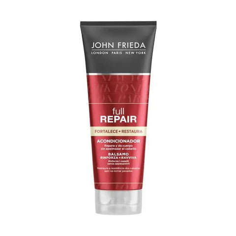 John Frieda Full Repair Strengthen Restore Conditioner in 250ml bottle, shown with sleek packaging and branding.