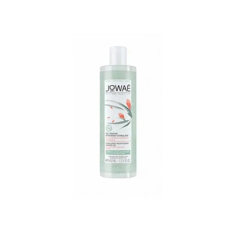 Jowae Moisturizing Stimulating Shower Gel in 400ml bottle, featuring a sleek design with vibrant labels from Jag Couture London.