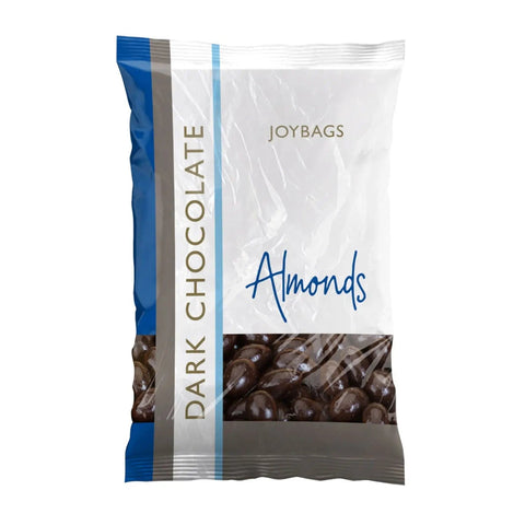 Dark chocolate covered almonds from Joybags by Jag Couture London New York, shown in a close-up image.