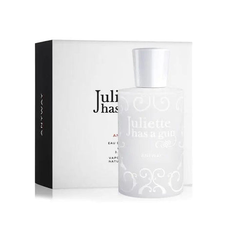 Juliette Has A Gun Anyway Eau De Parfum spray in a 100ml bottle, featuring elegant packaging and branding from Jag Couture London New York