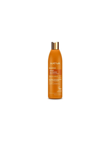 Jag Couture London New York Kativa Post Alisado Keratin Shampoo in a clear bottle with a black cap, designed for hair smoothing treatment.