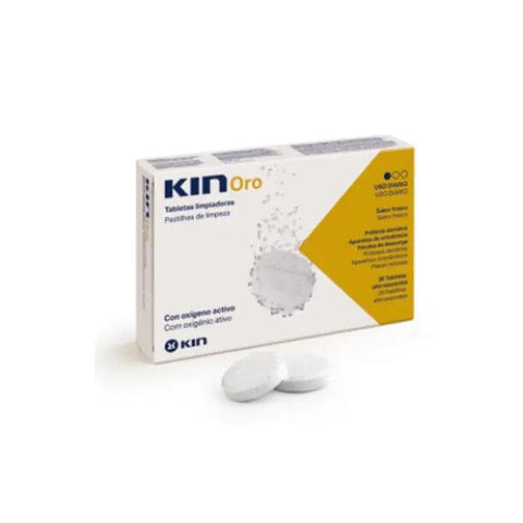 Jag Couture London Kin Gold Effervescent Tablets, 64+32 count, in a clear container showing the golden tablets inside.