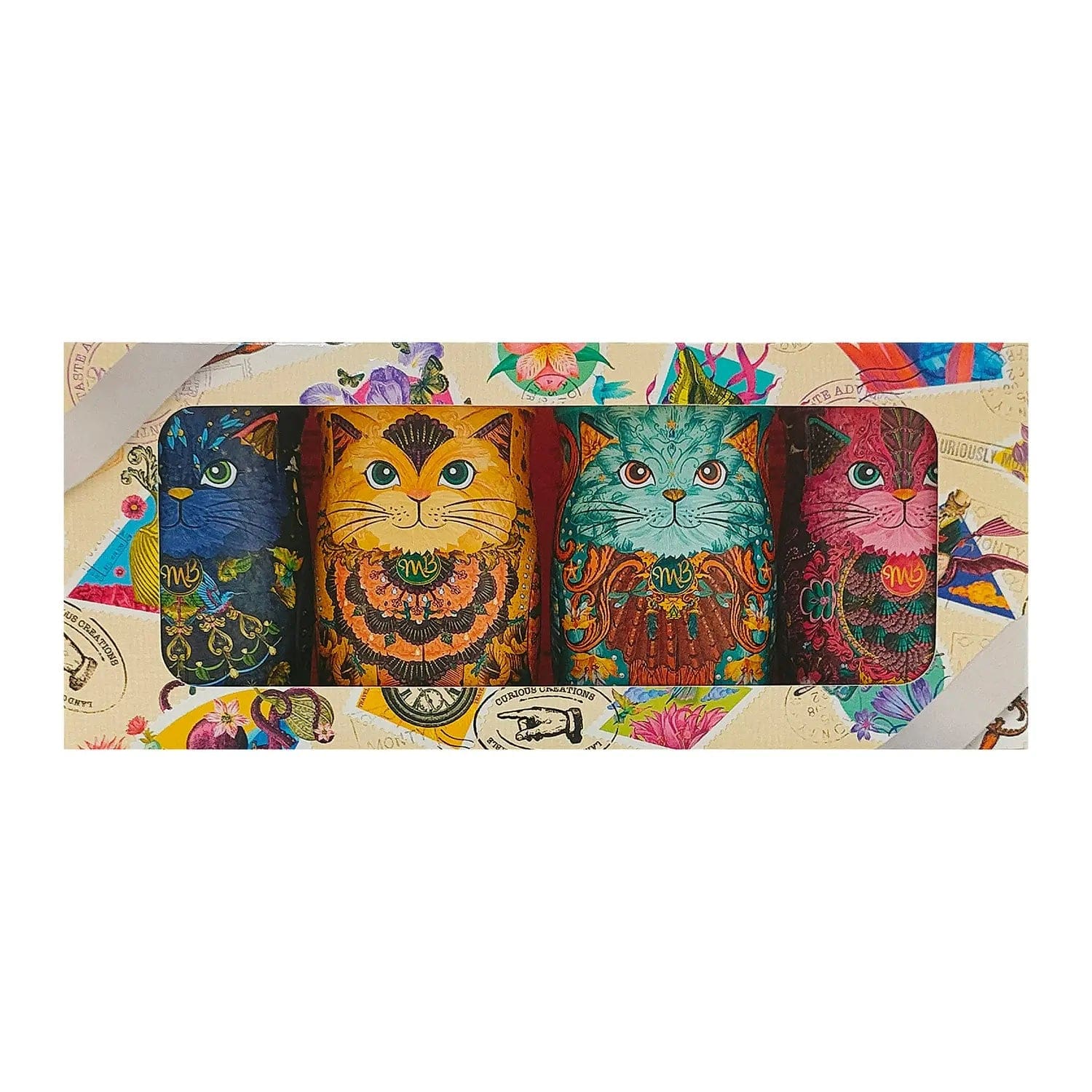 Jag Couture London - New York Kitten Tin Collection gift set - Cocoa Nib Nights, Coconut Crush, Flutter Scotch, Choccy Scoffy 4 x 36g
