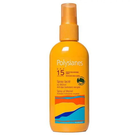 Klorane Polysianes SPF15 spray in 125ml bottle, natural sun protection product by Jag Couture London - New York.