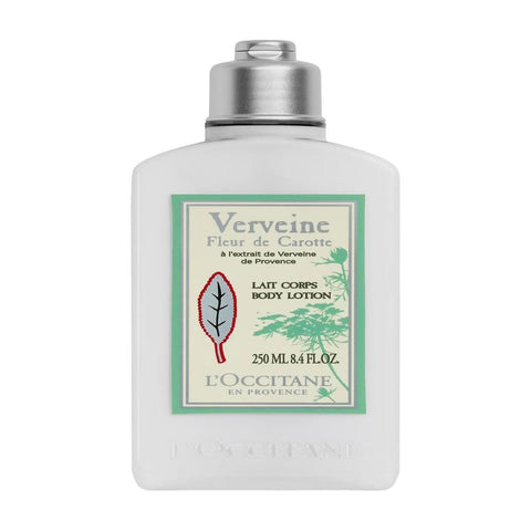 Jag Couture London New York L'Occitane Flor Zanahoria body lotion, 250ml bottle with floral design and white cap.