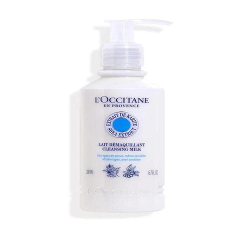 Jag Couture London New York L'Occitane Leche Limpiadora 200ml facial cleansing milk in a white bottle with a pump dispenser.