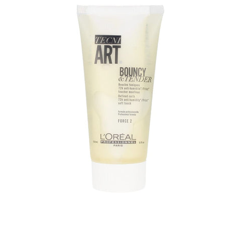 L'Oreal Professionnel Tecni Art Bouncy and Tender 150ml hair styling spray, shown in a clear bottle with a pump dispenser.