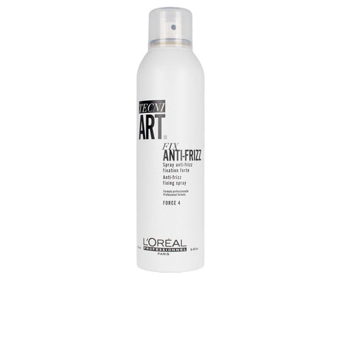 L'Oréal Professionnel Tecni Art Fix Anti-Frizz Force 4 hair spray bottle, 250ml, with sleek packaging and brand logo.