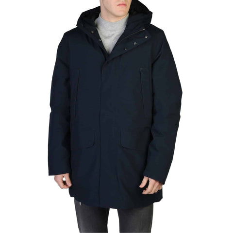 Blue Save The Duck YOTAM-D40772M down jacket by Jag Couture London New York, featuring quilted design and branded logo.