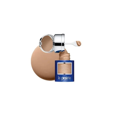 La Prairie Skin Caviar Concealer Foundation SPF15 in Honey Beige, 30ml, with sleek packaging and applicator brush.