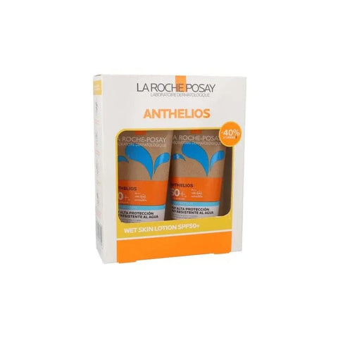 Jag Couture London New York La Roche-Posay Anthelios Ultra-Resistant Wet Skin SPF50+ sunscreen bottles, 2x200ml, waterproof sun protection