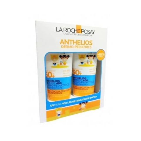 Jag Couture London New York La Roche Posay Anthelios UVmune 400 Dermo-Pediatrics SPF 50+ moisturizing milk 2x250ml bottles.