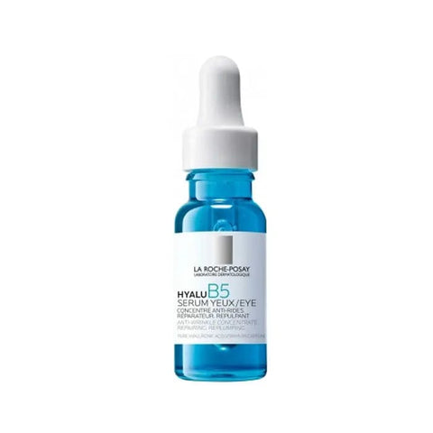 La Roche Posay Hyalu B5 Eye Serum in 15ml bottle, featuring clear serum and applicator tip, designed for eye care.