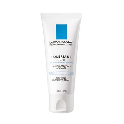 La Roche-Posay Toleriane Soothing Protective Skincare Riche 40ml jar, creamy texture, for sensitive skin, in a white container.