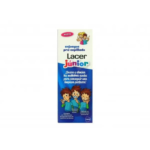 Jag Couture London New York Lacer Junior Pre-Brush Rinse 500ml bottle with label and cap, ready for oral care use.