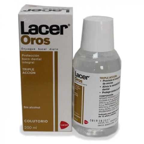 Jag Couture London New York Lacer Oros Mouthwash 200ml bottle with label and cap, displayed on a clean surface.