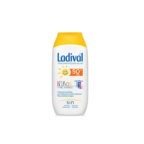 Jag Couture London Ladival Sunscreen for children and atopic skin, SPF 50+, 200ml bottle with protective UV formula.