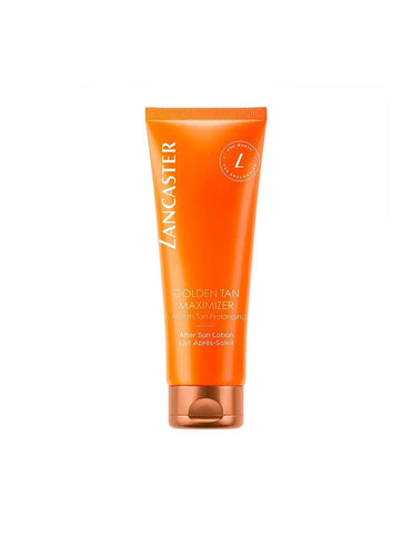 Jag Couture London Lancaster Solar Golden Tan Max After Sun lotion in a 125ml bottle, designed to soothe and hydrate after sun exposure.