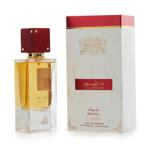 Jag Couture London Ana Abiyedh Rouge EDP spray 60ml, featuring a luxurious perfume bottle with elegant packaging.