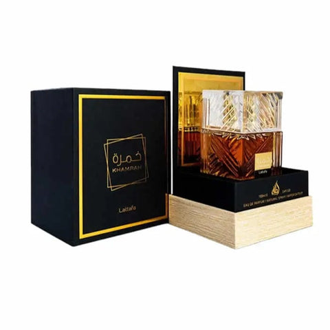 Jag Couture London Khamrah EDP spray 100ml featuring elegant perfume bottle with a sleek design and luxurious fragrance presentation.