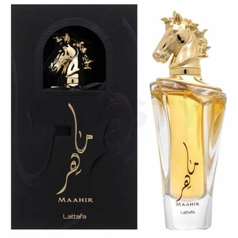 Jag Couture London New York LATTAFA MAAHIR Eau de Parfum spray 100ml showcasing the elegant perfume bottle.