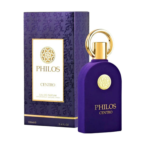 Lattafa Philos Centro Eau De Parfum spray 100ml by Jag Couture London-New York, featuring elegant perfume bottle.