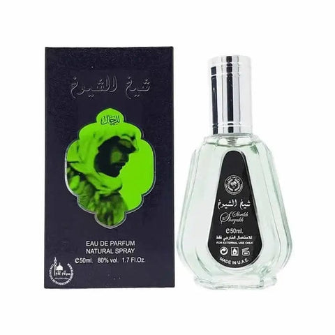 Jag Couture London Sheikh Al Shuyukh Eau de Parfum spray 50ml, featuring luxurious fragrance in a sleek bottle.
