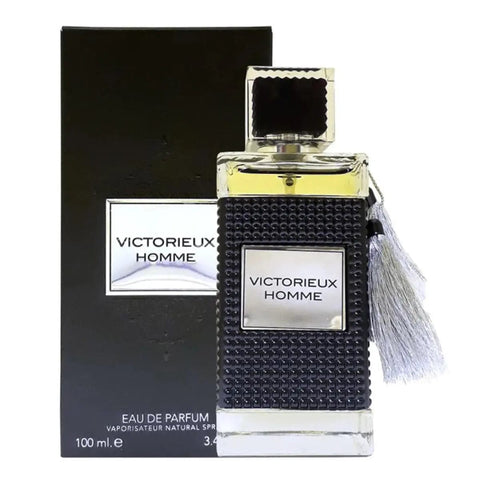 Jag Couture London Victorieux Homme Eau de Parfum 100ml spray featuring sleek bottle design and elegant branding.
