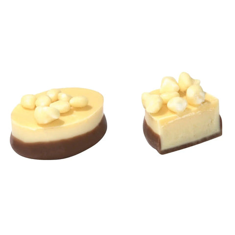 Lemon ganache with a touch of yogurt in an 11g package by Jag Couture London New York, showing the creamy dessert.