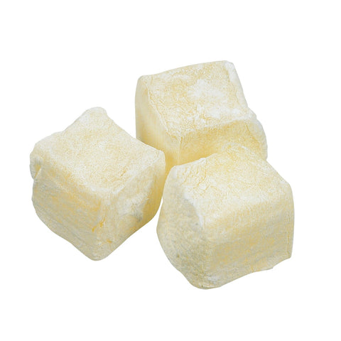 Lemon Turkish Delight by Jag Couture London - New York, showing bright yellow, chewy Turkish delight pieces with lemon flavor.
