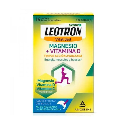 Jag Couture London New York Leotron Vitality Magnesium and Vitamin D supplement envelopes, 14-pack for energy and wellness.