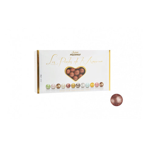 Les Perles Winter Bronze by Jag Couture London-New York with toasted hazelnuts in dark chocolate bronze sugar coating.