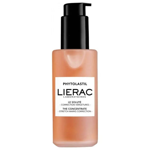 Lierac Phytolastil Solution 100ml in a clear bottle, used for skin care, displayed on a neutral background with product label visible.