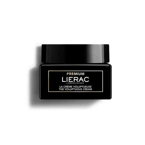 Lierac Premium Voluptuous Anti-Ageing Cream 50ml jar with luxurious cream texture, designed for youthful, radiant skin.
