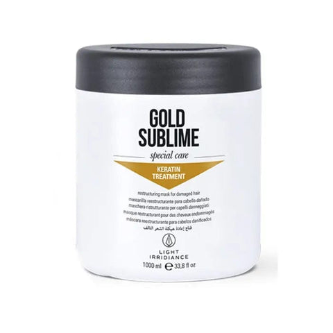 Jag Couture London New York Light Irridiance Gold Sublime Keratin Treatment Mask 1000ml, creamy hair mask with gold accents.