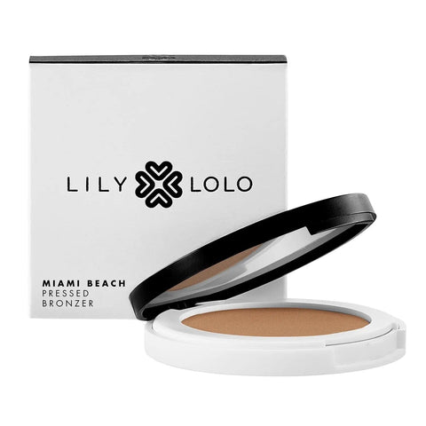 Lily Lolo Miami Beach compact bronzer by Jag Couture London New York, featuring a sleek, natural-looking bronzing powder in a compact case.