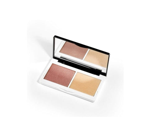 Lily Lolo Highlighter Duo Set by Jag Couture London New York featuring two shimmering highlighters in a sleek compact.