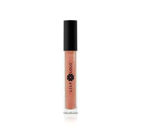 Lily Lolo Peachy Keen lip gloss by Jag Couture London New York, glossy peachy shade, smooth texture, and shiny finish.