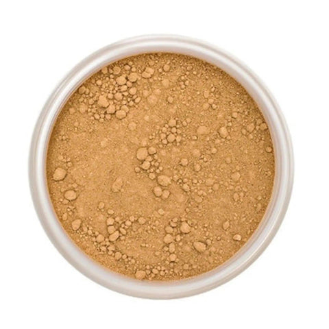Lily Lolo Mineral Base in Cinnamon SPF15 powder compact by Jag Couture London New York, mini size with open lid showing product inside