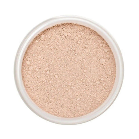Mini Lily Lolo Mineral Base with SPF15 in Warm Peach, showing the compact powder case with product name and branding.