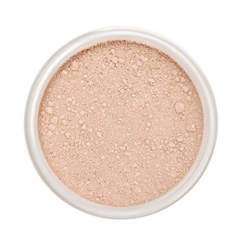Mini Lily Lolo Mineral Base in Warm Peach with SPF 15, compact powder by Jag Couture London New York, showing the product in its packaging