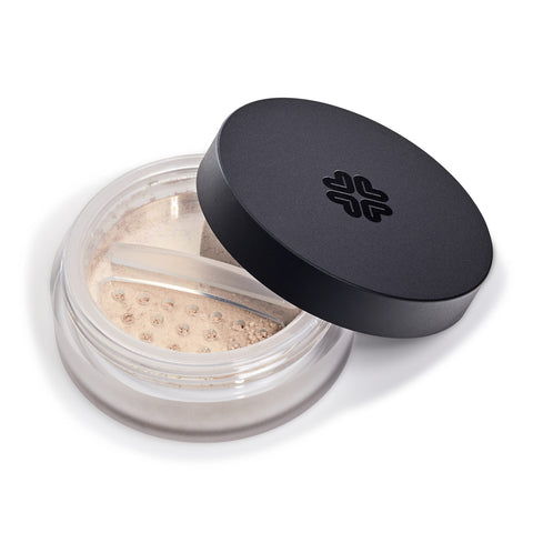 Lily Lolo Mineral Corrector Powder in Caramel by Jag Couture London-New York, displayed in a sleek compact with applicator.