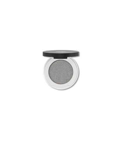 Lily Lolo Compact Silver Lining eye shadow in sleek silver compact, featuring shimmery silver eyeshadow for a luminous look.