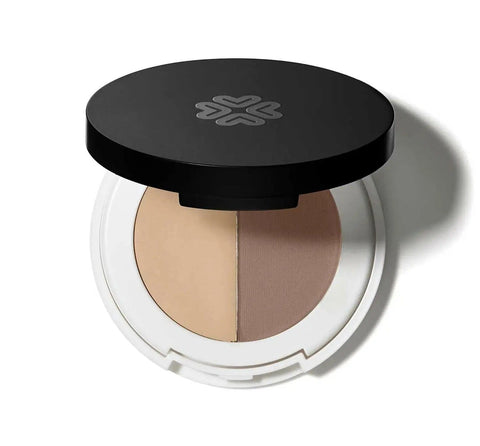Jag Couture London Lily Lolo compact dark eyeshadow, natural close-up of the dark powder in its sleek case.