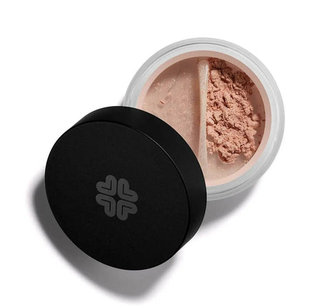 Lily Lolo Mineral Eye Shadow in Sand Dune by Jag Couture London-New York, showing a close-up of the warm beige powder.