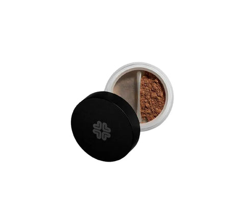 Lily Lolo Mineral Soul Sister eyeshadow in a natural eye makeup look, showcased in a sleek compact by Jag Couture London New York.